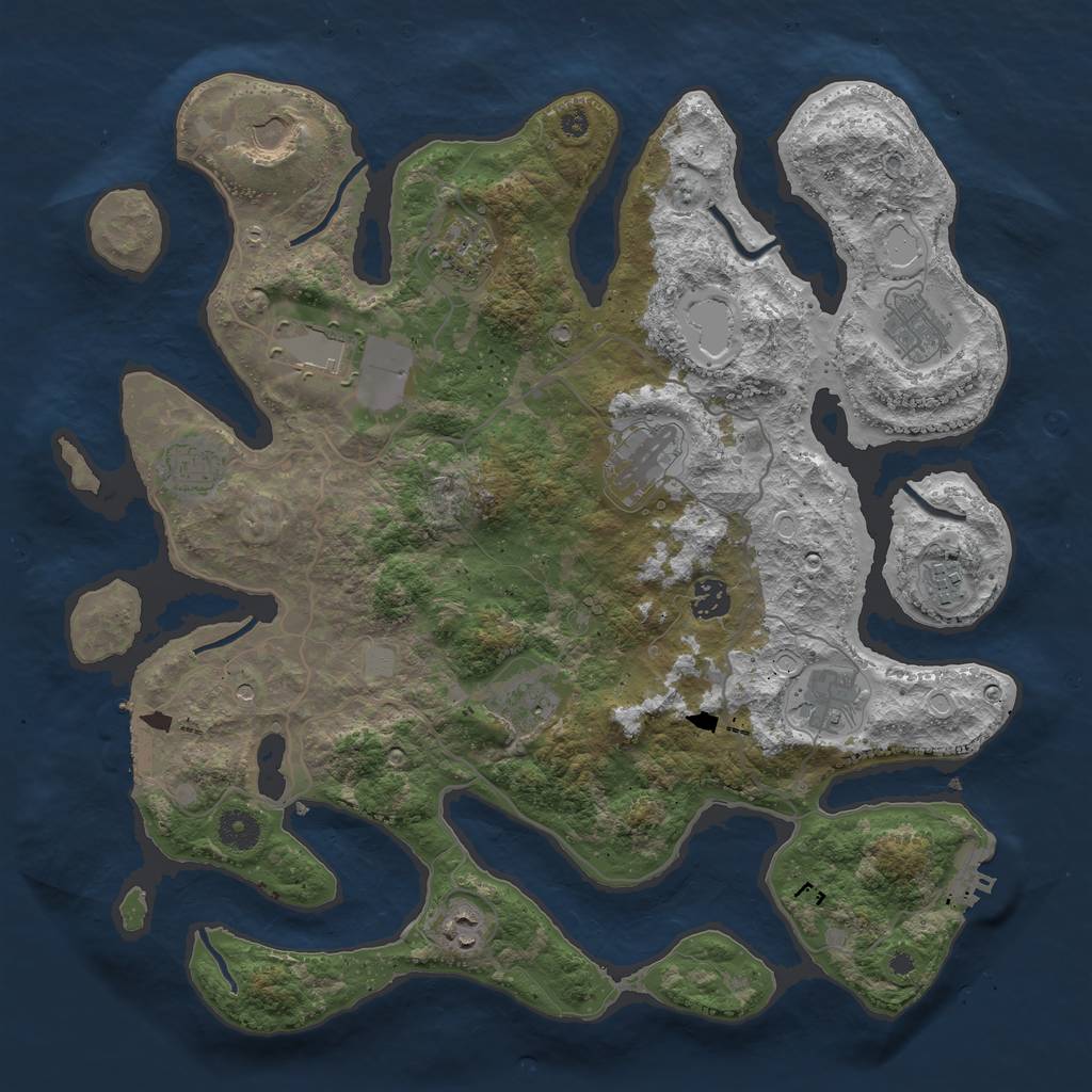 Rust Map: Procedural Map, Size: 4000, Seed: 604845113, 19 Monuments