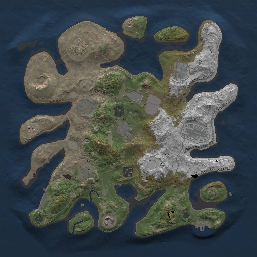 Rust Map: Procedural Map, Size: 3500, Seed: 74532125, 19 Monuments