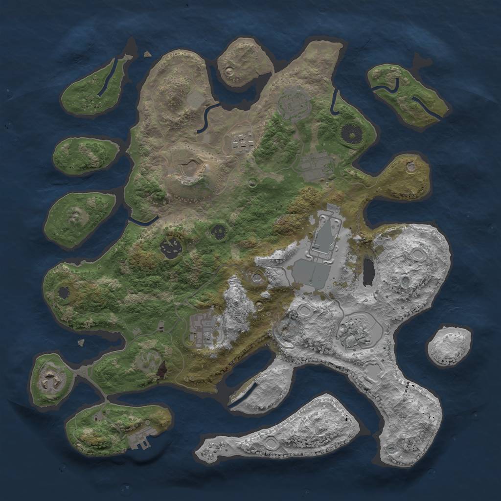 Rust Map: Procedural Map, Size: 3600, Seed: 21212121, 16 Monuments