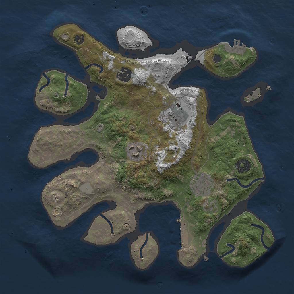 Rust Map: Procedural Map, Size: 3000, Seed: 27045573, 11 Monuments
