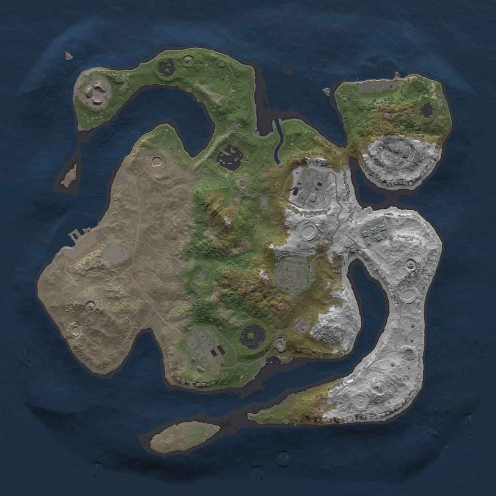 Rust Map: Procedural Map, Size: 3000, Seed: 34549050, 14 Monuments