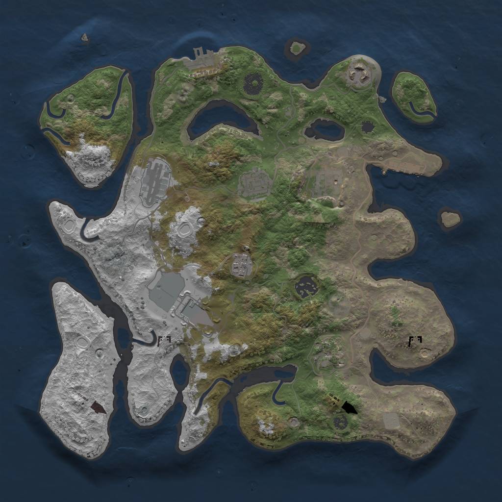 Rust Map: Procedural Map, Size: 3500, Seed: 1759748954, 15 Monuments