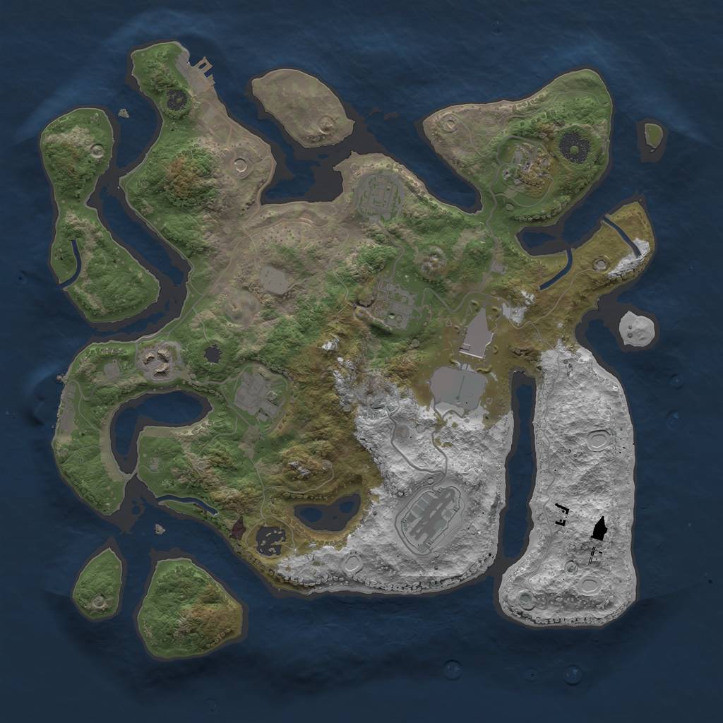Rust Map: Procedural Map, Size: 3500, Seed: 353592, 16 Monuments