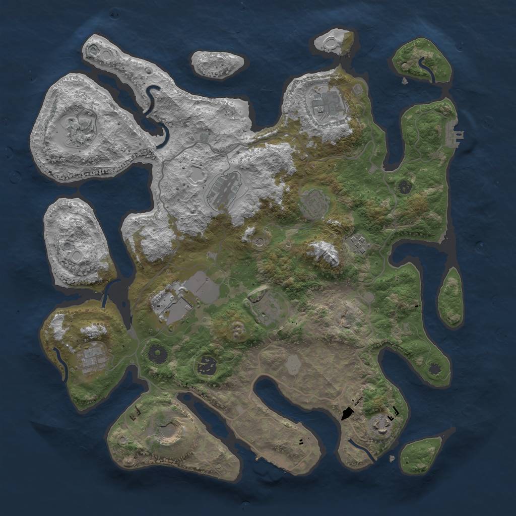 Rust Map: Procedural Map, Size: 4000, Seed: 1207032850, 19 Monuments