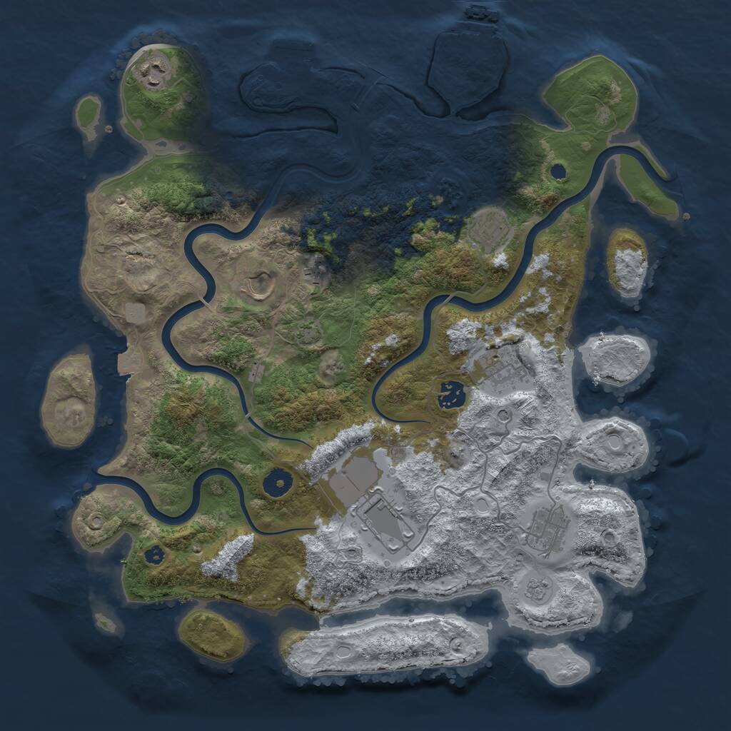 Rust Map: Procedural Map, Size: 3850, Seed: 1506286295, 14 Monuments