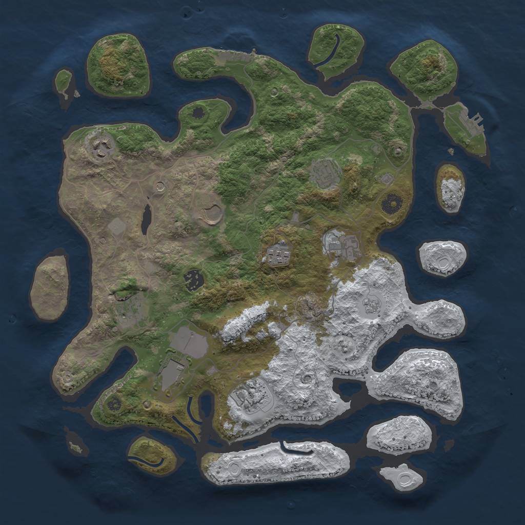 Rust Map: Procedural Map, Size: 3850, Seed: 1506286295, 18 Monuments