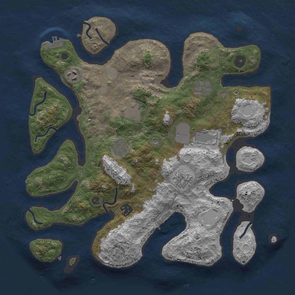 Rust Map: Procedural Map, Size: 3700, Seed: 2103725266, 16 Monuments