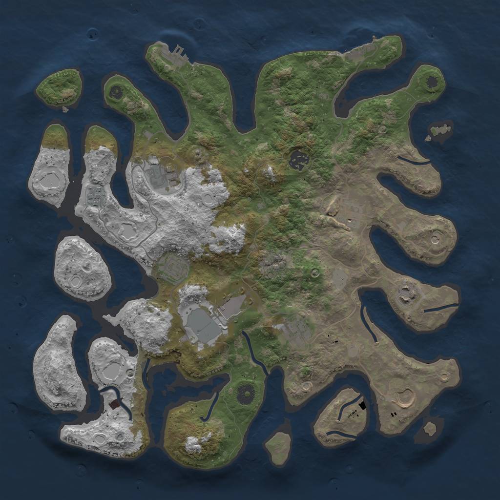 Rust Map: Procedural Map, Size: 3850, Seed: 518493200, 17 Monuments