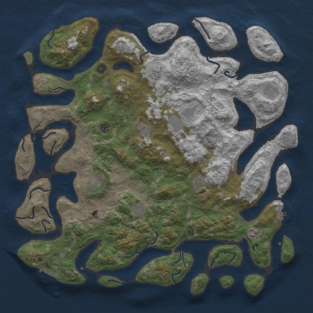 Rust Map: Procedural Map, Size: 4980, Seed: 1234567890, 18 Monuments