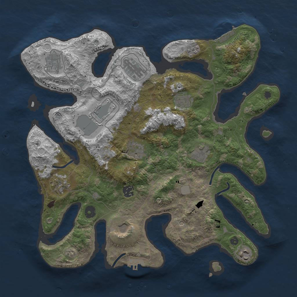 Rust Map: Procedural Map, Size: 3750, Seed: 26244803, 19 Monuments