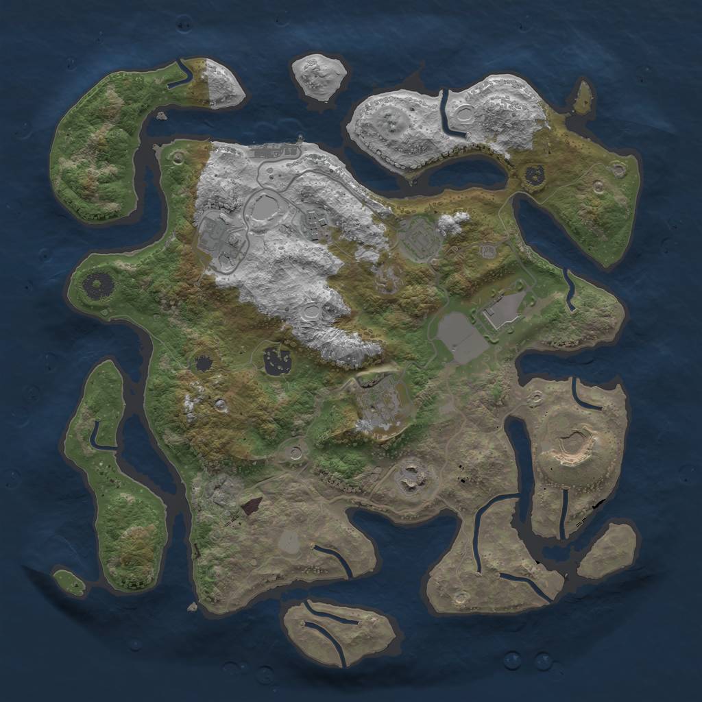 Rust Map: Procedural Map, Size: 3600, Seed: 1340389526, 15 Monuments