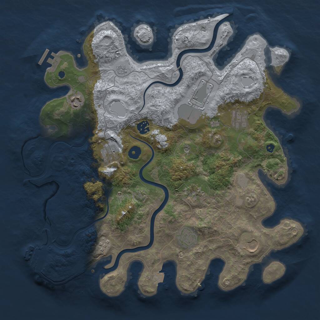 Rust Map: Procedural Map, Size: 3750, Seed: 14160, 15 Monuments
