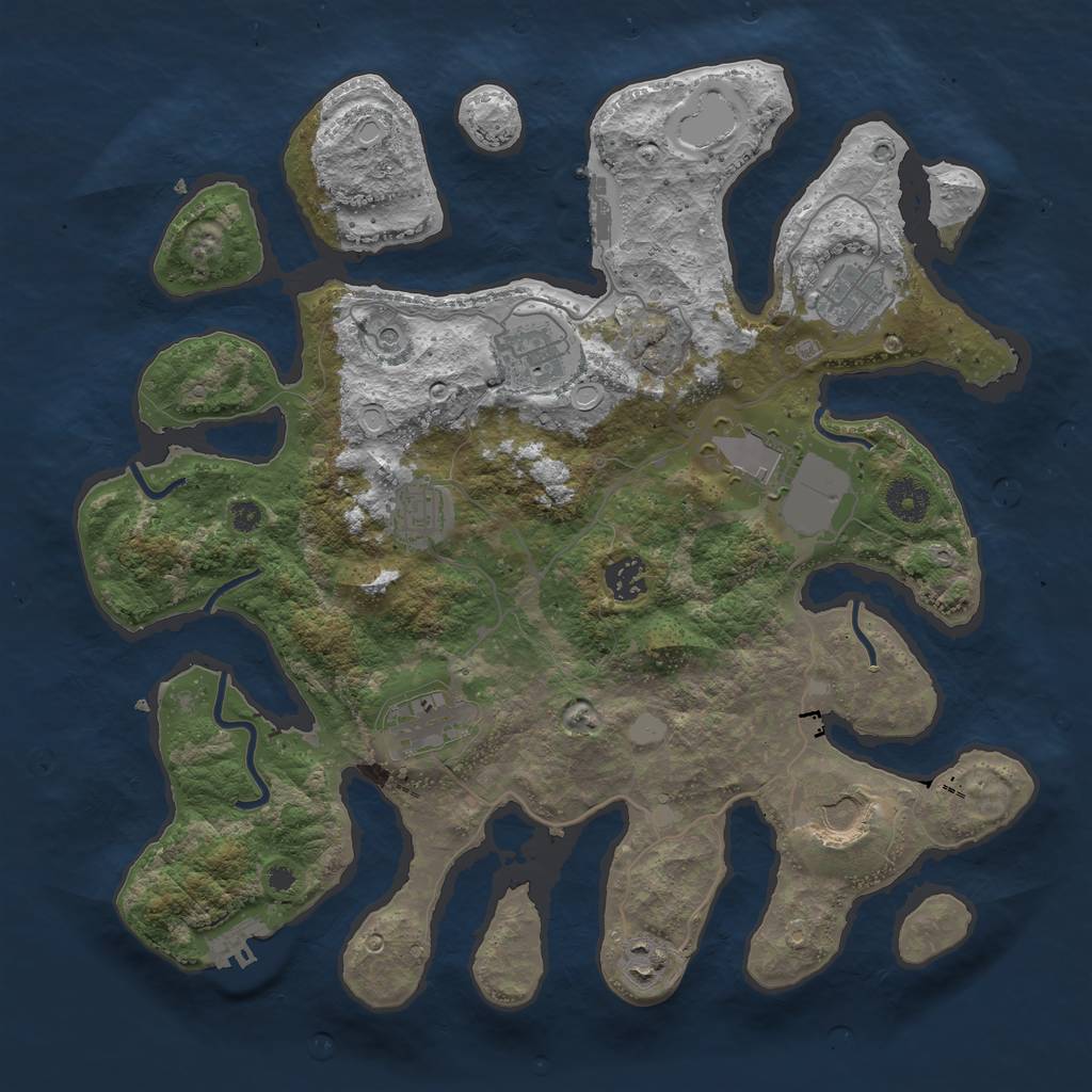 Rust Map: Procedural Map, Size: 3750, Seed: 14160, 16 Monuments