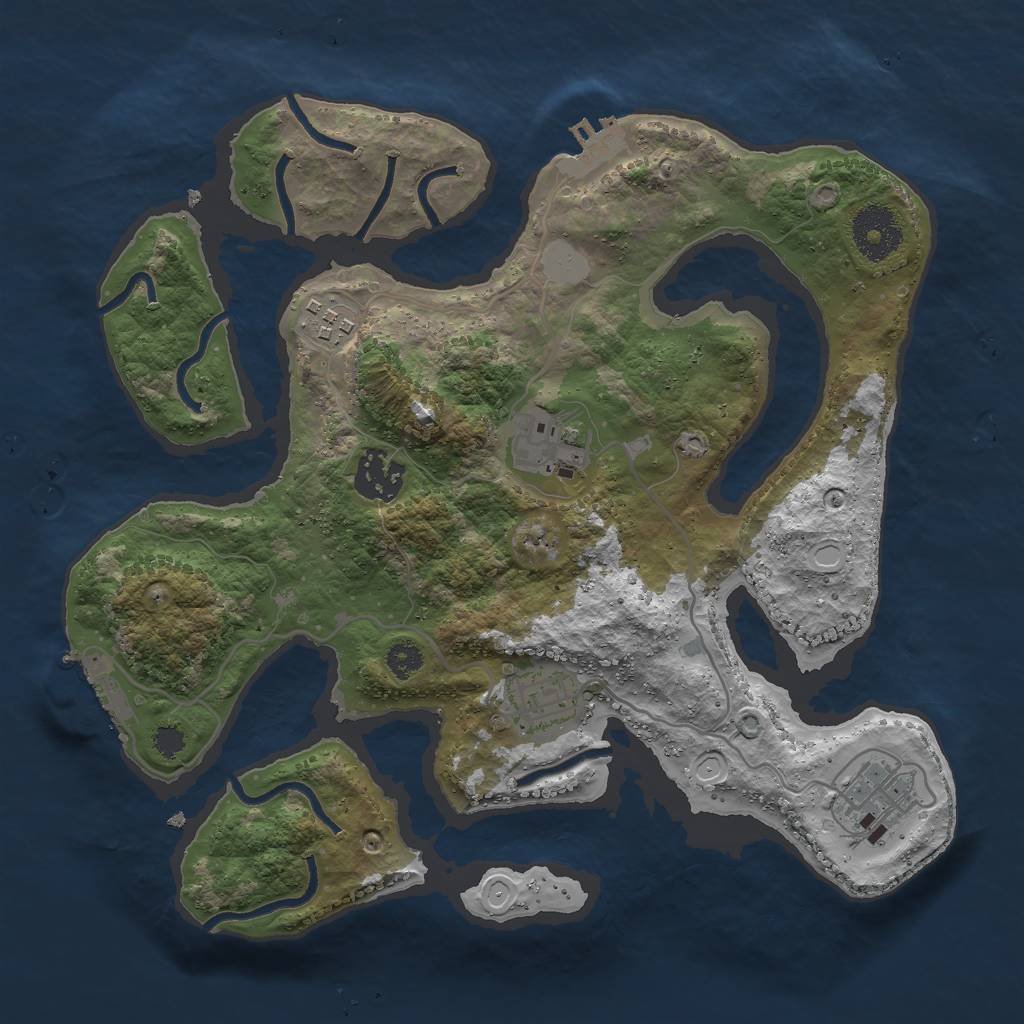 Rust Map: Procedural Map, Size: 3000, Seed: 517109, 12 Monuments