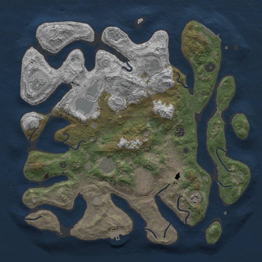 Rust Map: Procedural Map, Size: 4000, Seed: 12345255, 16 Monuments