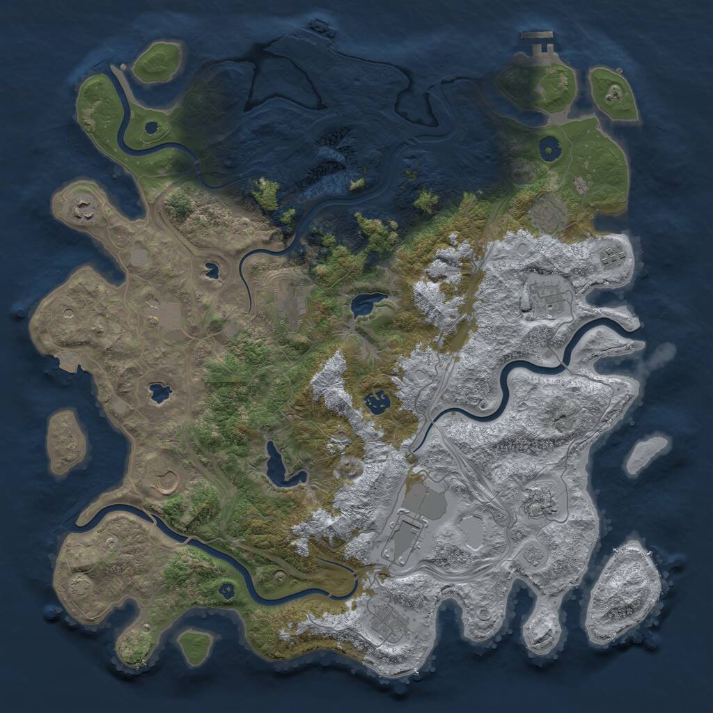 Rust Map: Procedural Map, Size: 4500, Seed: 2055340385, 17 Monuments