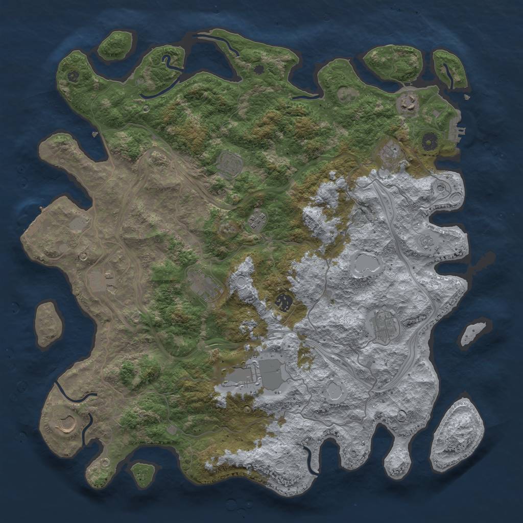 Rust Map: Procedural Map, Size: 4500, Seed: 2055340385, 17 Monuments