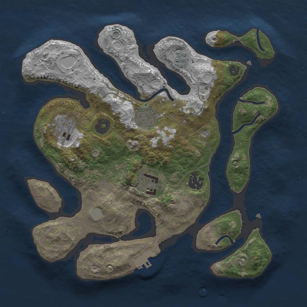 Rust Map: Procedural Map, Size: 3000, Seed: 928294, 12 Monuments