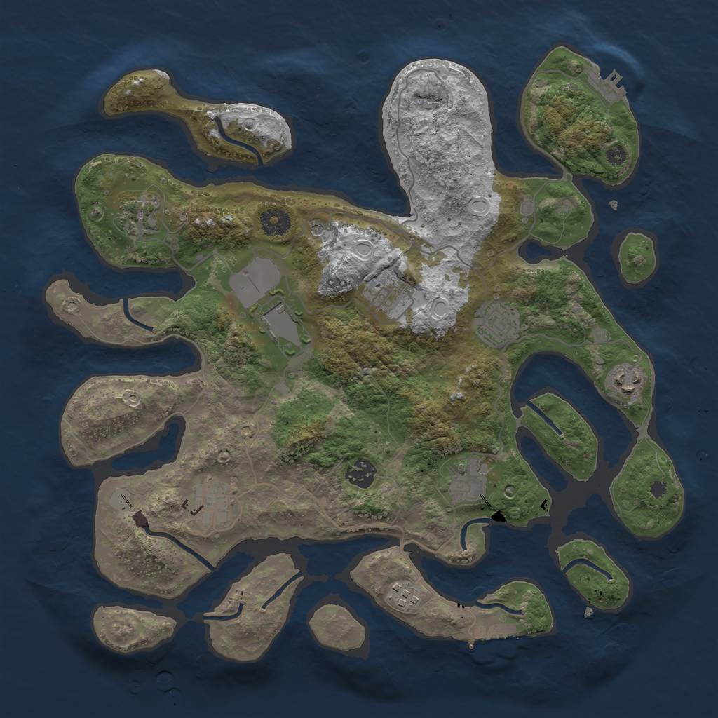 Rust Map: Procedural Map, Size: 3700, Seed: 902288704, 17 Monuments