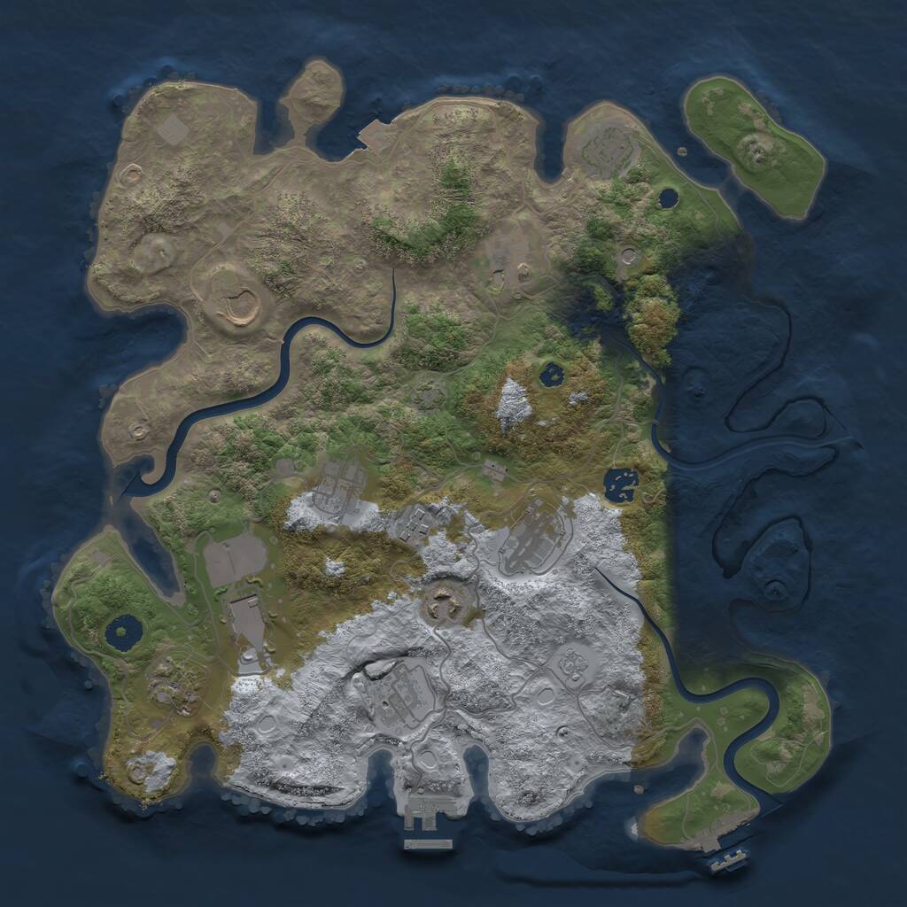 Rust Map: Procedural Map, Size: 3800, Seed: 1183523048, 17 Monuments