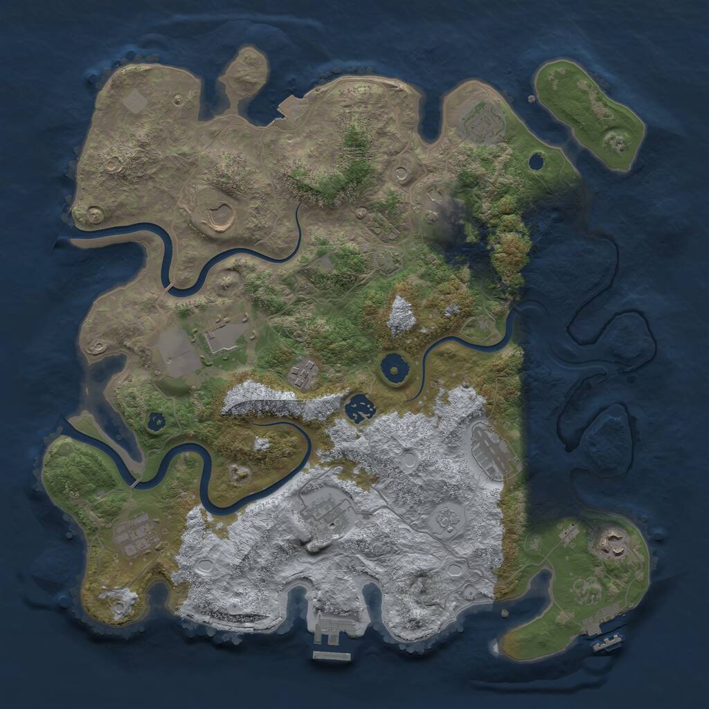 Rust Map: Procedural Map, Size: 3800, Seed: 1183523048, 16 Monuments