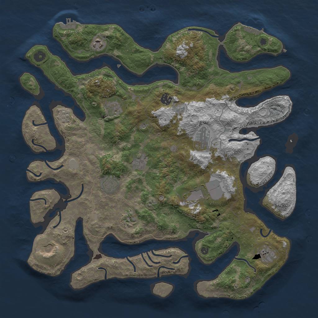 Rust Map: Procedural Map, Size: 4250, Seed: 703621015, 19 Monuments