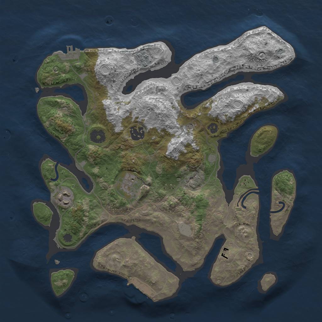 Rust Map: Procedural Map, Size: 3252, Seed: 647989156, 12 Monuments