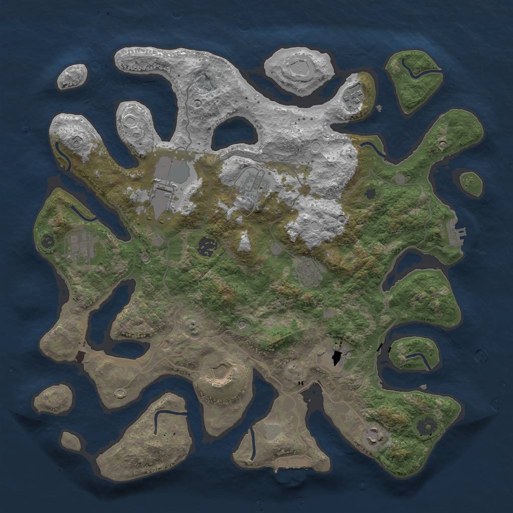 Rust Map: Procedural Map, Size: 4000, Seed: 1374, 17 Monuments