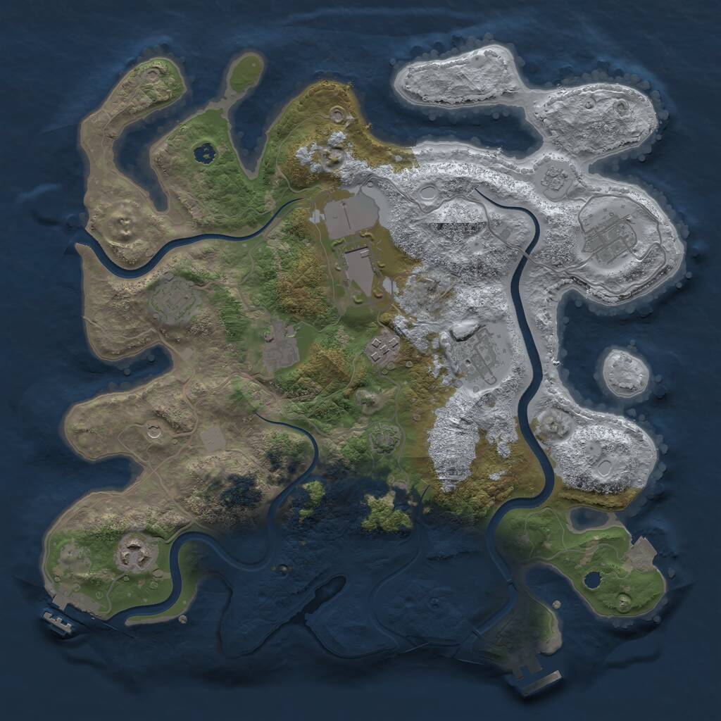 Rust Map: Procedural Map, Size: 3500, Seed: 7397644, 13 Monuments