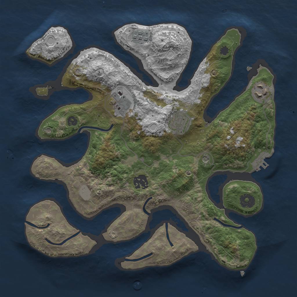 Rust Map: Procedural Map, Size: 3000, Seed: 5426549, 12 Monuments
