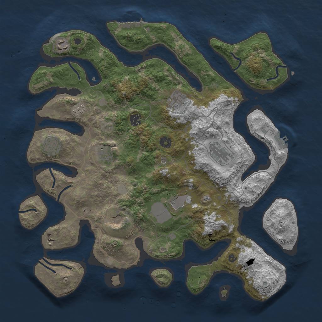 Rust Map: Procedural Map, Size: 4000, Seed: 32461178, 17 Monuments