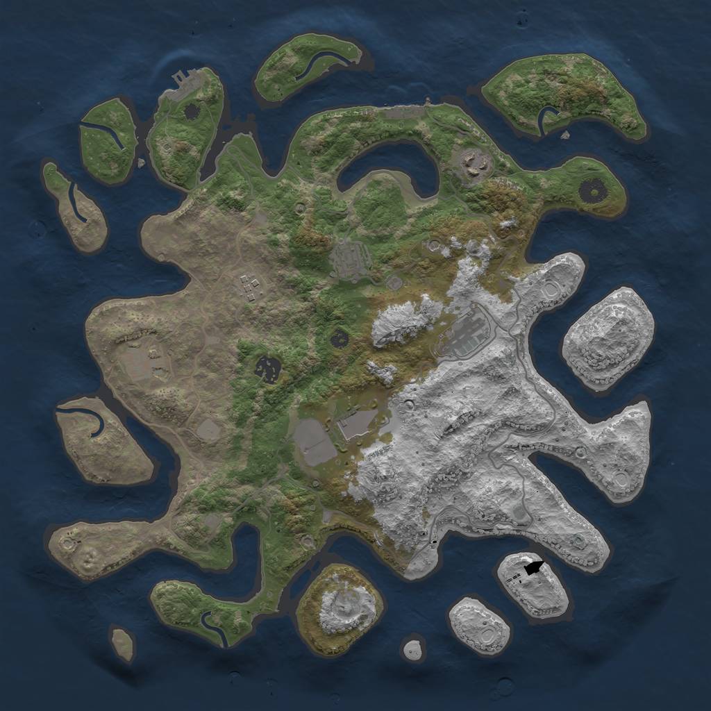 Rust Map: Procedural Map, Size: 4000, Seed: 18493, 15 Monuments