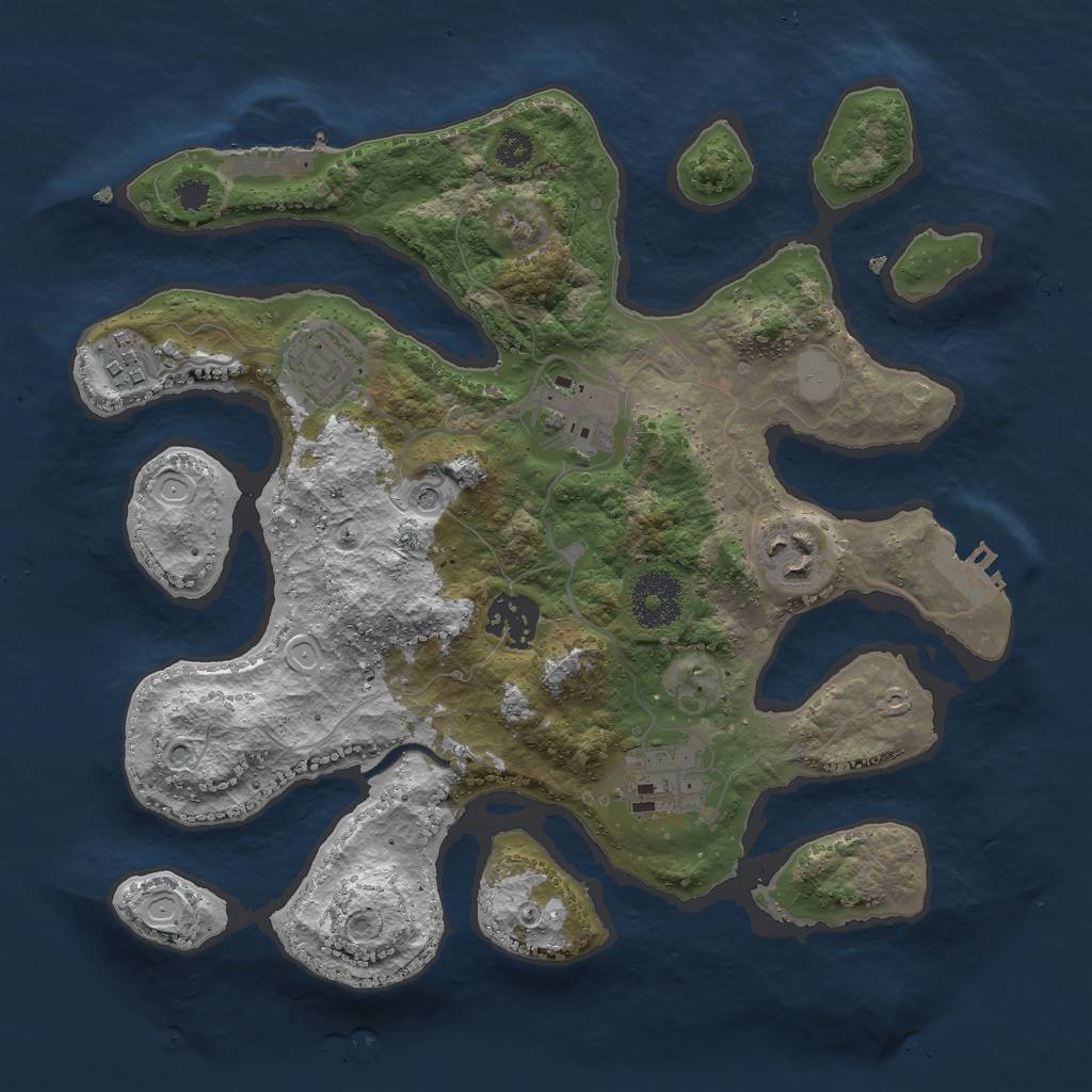 Rust Map: Procedural Map, Size: 3000, Seed: 536266, 14 Monuments