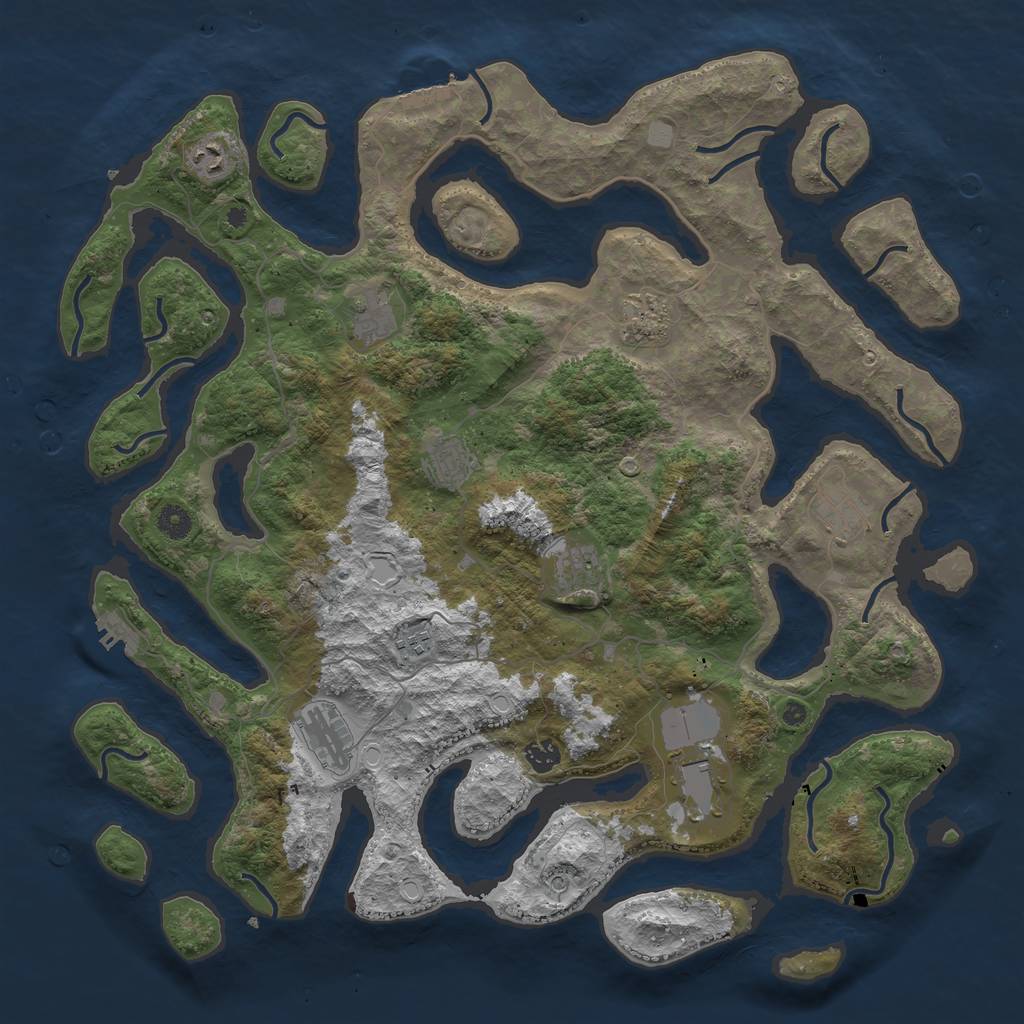 Rust Map: Procedural Map, Size: 4500, Seed: 365668714, 18 Monuments