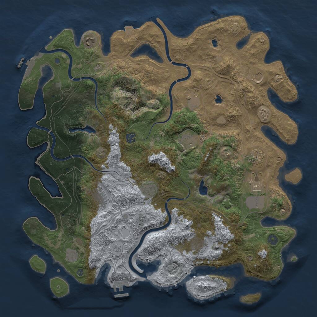 Rust Map: Procedural Map, Size: 4500, Seed: 365668714, 19 Monuments