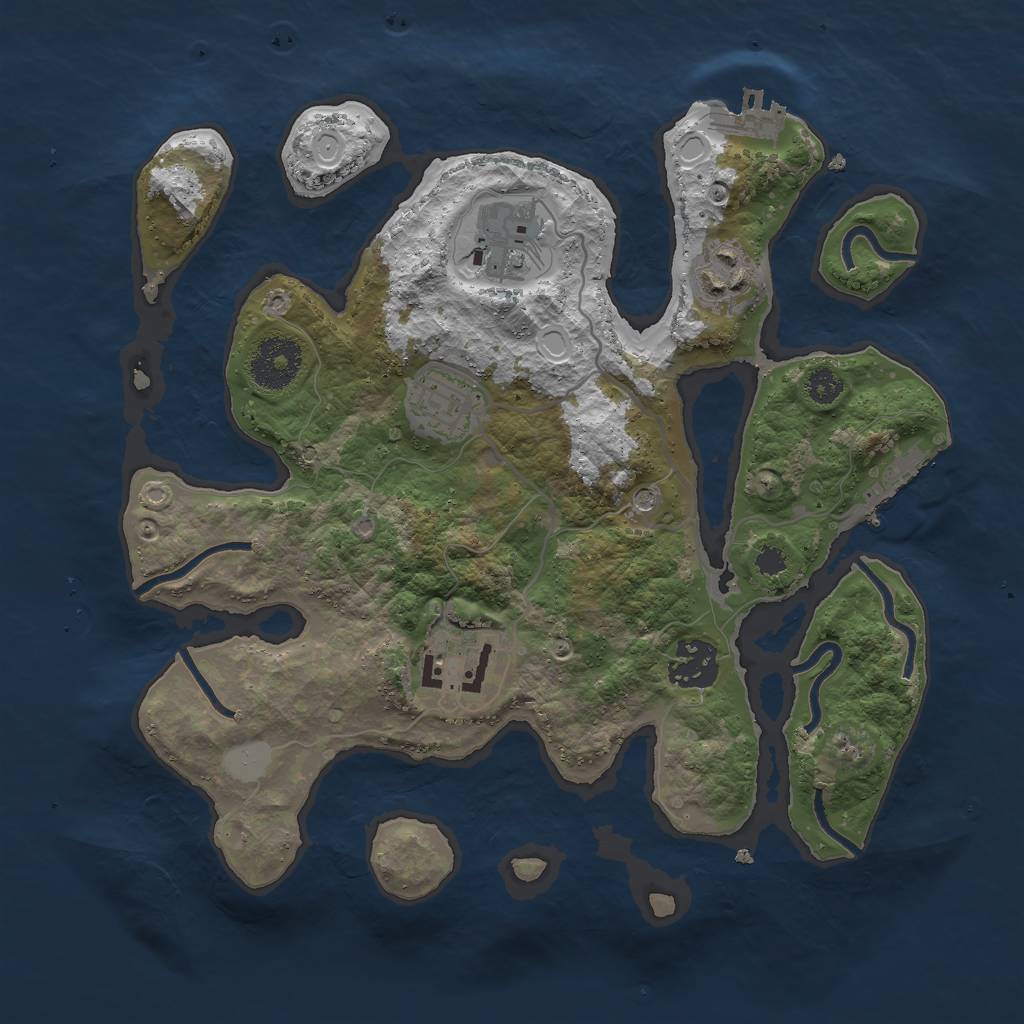 Rust Map: Procedural Map, Size: 3000, Seed: 352404, 13 Monuments