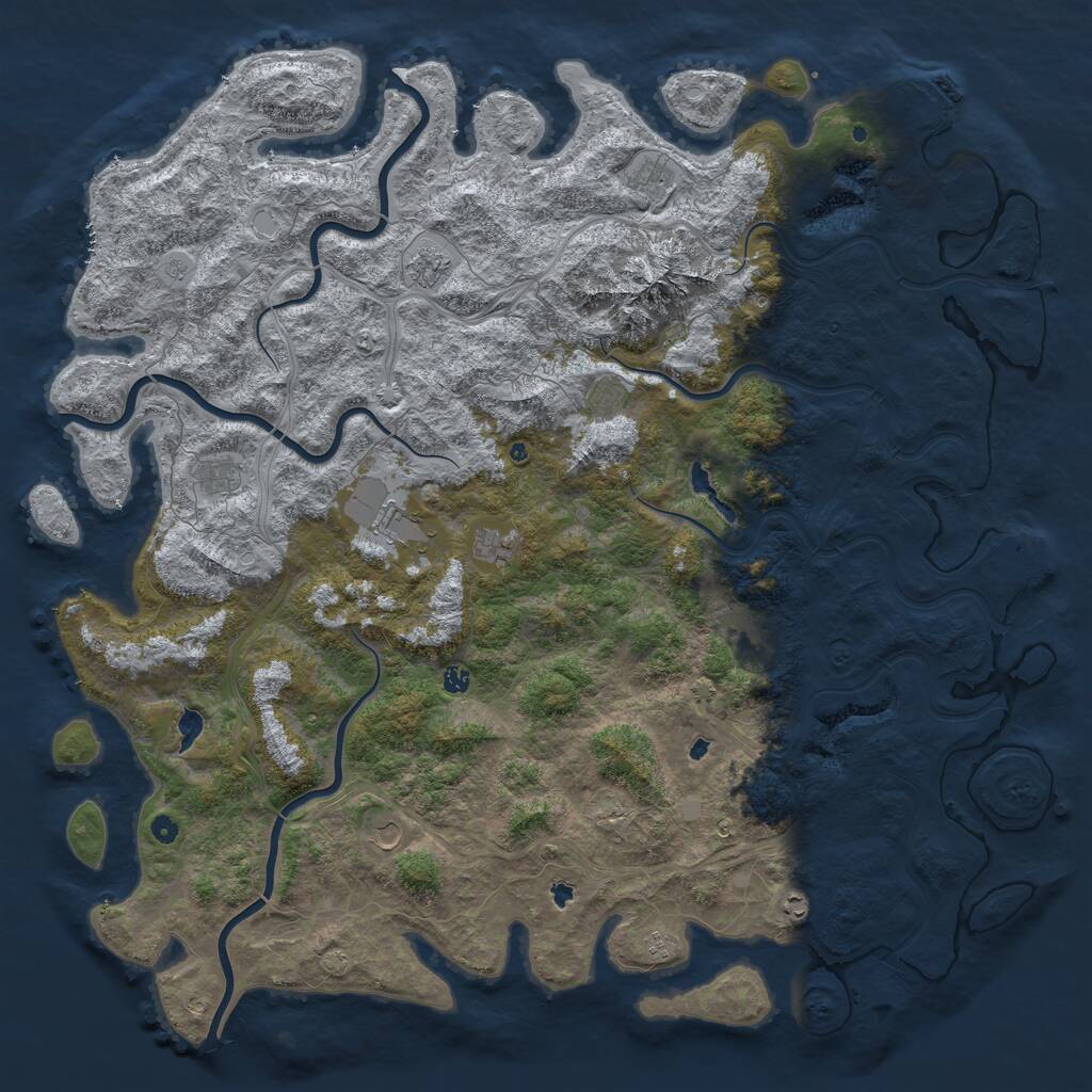 Rust Map: Procedural Map, Size: 6000, Seed: 377915242, 17 Monuments