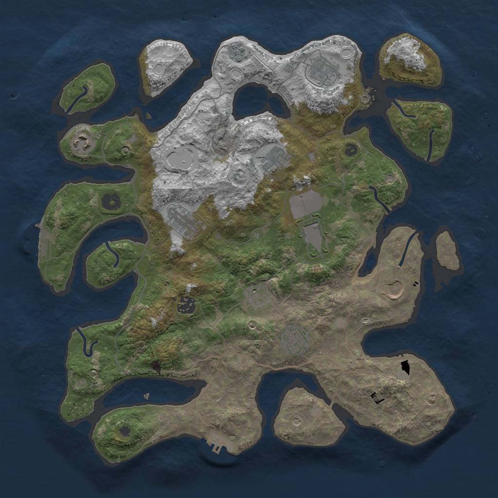 Rust Map: Procedural Map, Size: 4000, Seed: 421678071, 18 Monuments