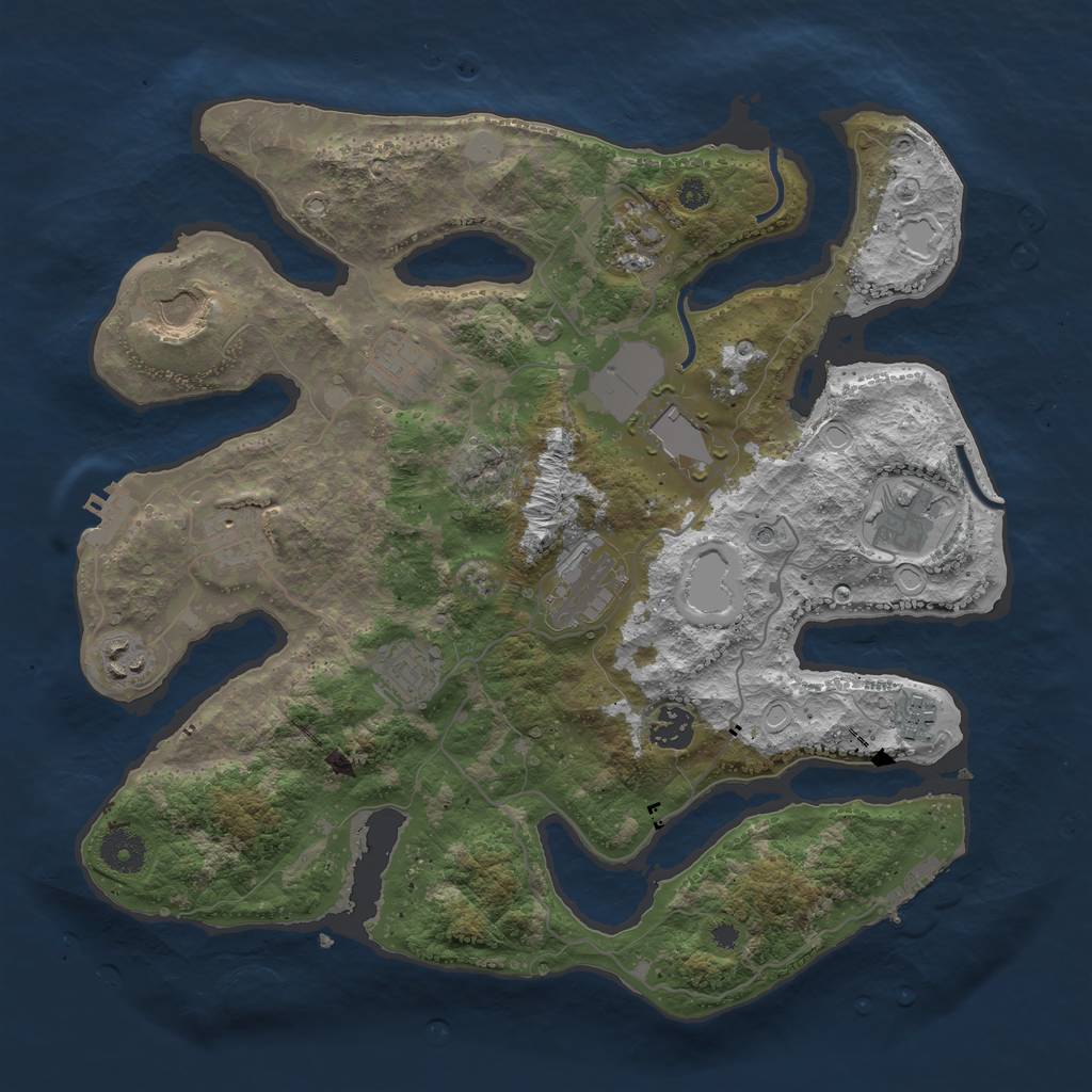 Rust Map: Procedural Map, Size: 3700, Seed: 1658932049, 19 Monuments