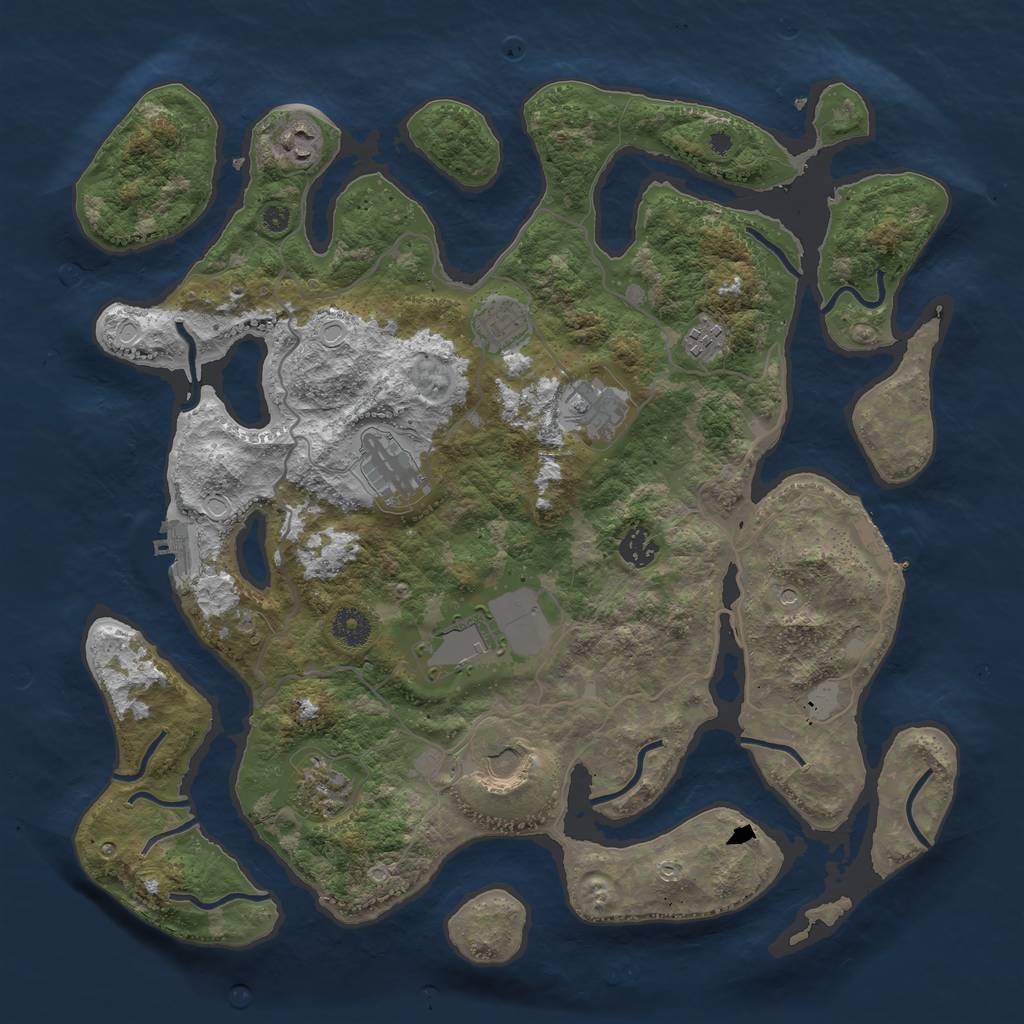 Rust Map: Procedural Map, Size: 4000, Seed: 3500164, 17 Monuments