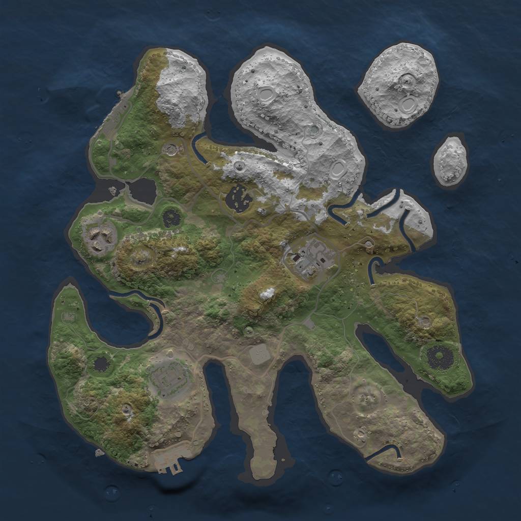 Rust Map: Procedural Map, Size: 3000, Seed: 941019, 12 Monuments