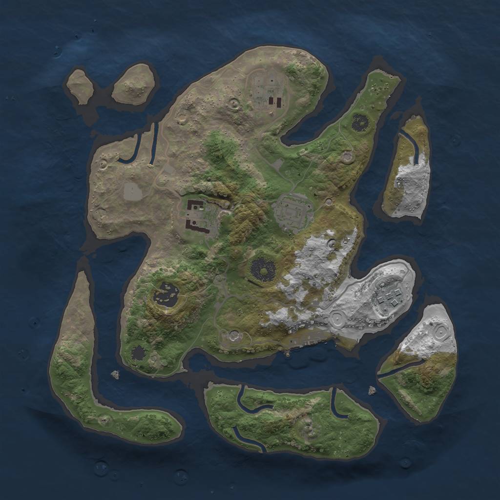 Rust Map: Procedural Map, Size: 3000, Seed: 65966, 12 Monuments