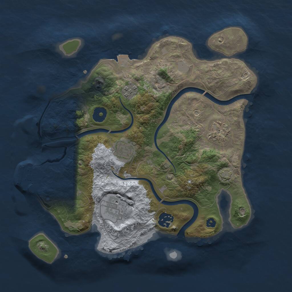 Rust Map: Procedural Map, Size: 3000, Seed: 24521, 8 Monuments