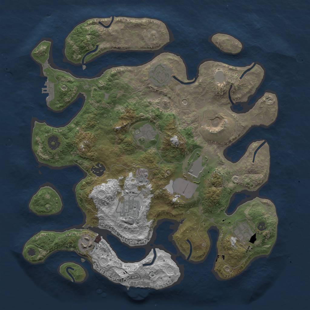 Rust Map: Procedural Map, Size: 3500, Seed: 282076990, 17 Monuments