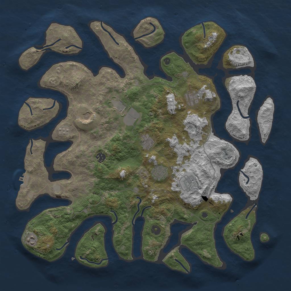 Rust Map: Procedural Map, Size: 4500, Seed: 734476935, 16 Monuments