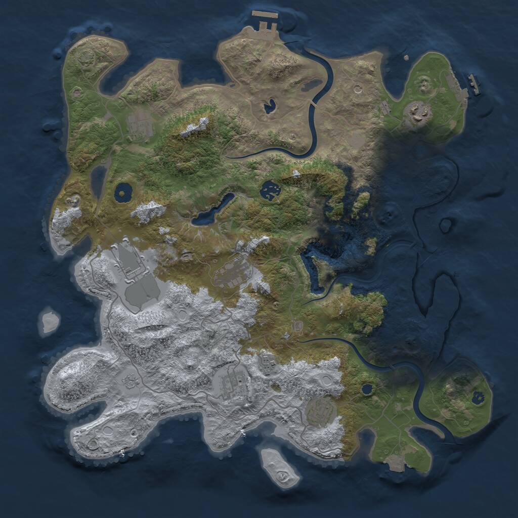Rust Map: Procedural Map, Size: 4000, Seed: 356787070, 14 Monuments