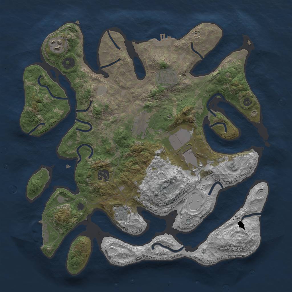 Rust Map: Procedural Map, Size: 3500, Seed: 89689703, 13 Monuments