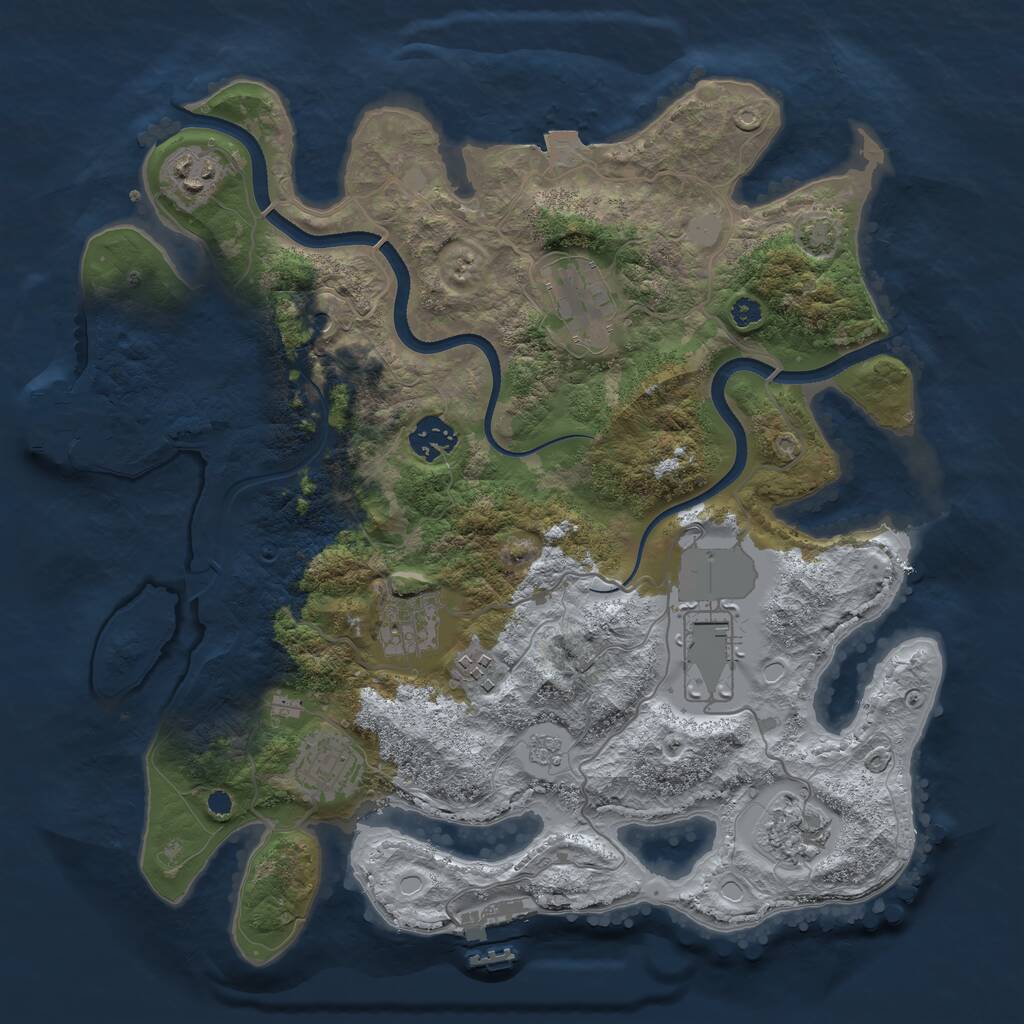 Rust Map: Procedural Map, Size: 3500, Seed: 89689703, 14 Monuments