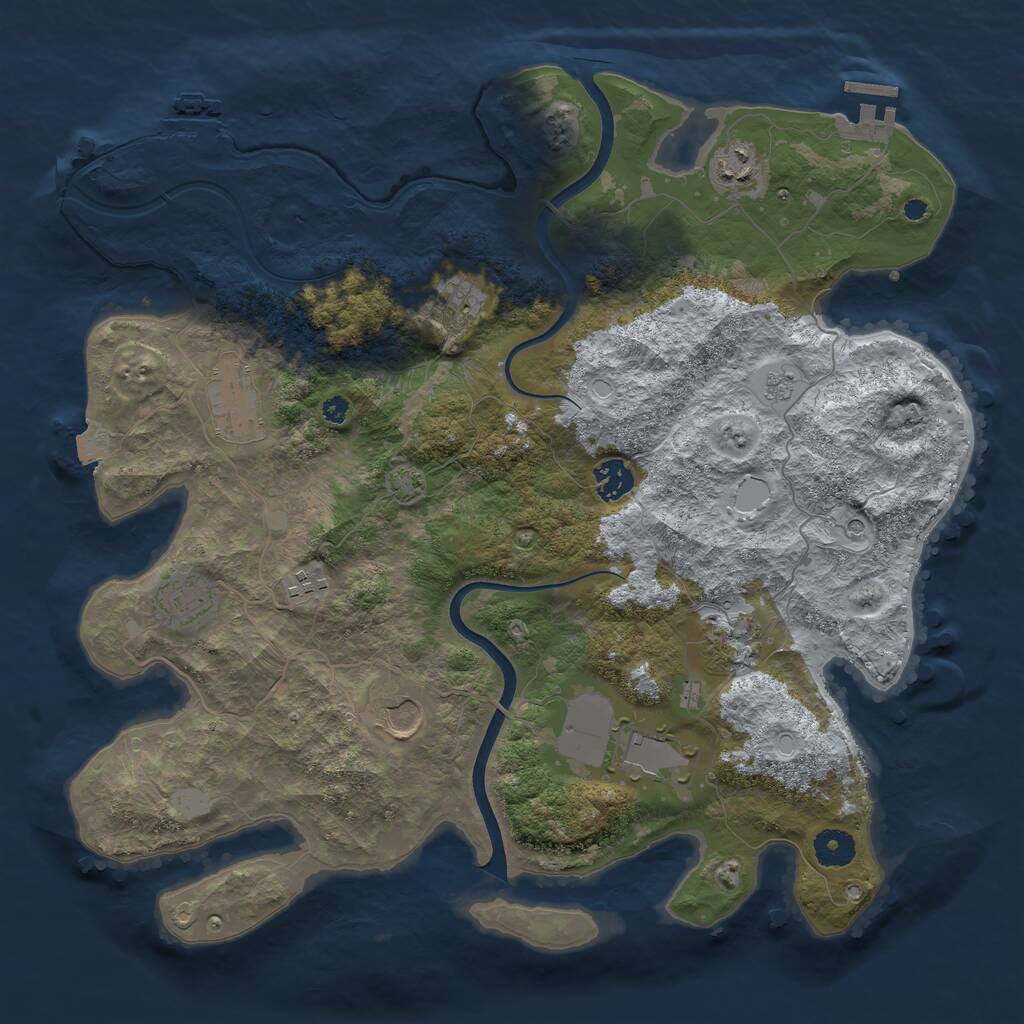 Rust Map: Procedural Map, Size: 3850, Seed: 709194854, 15 Monuments