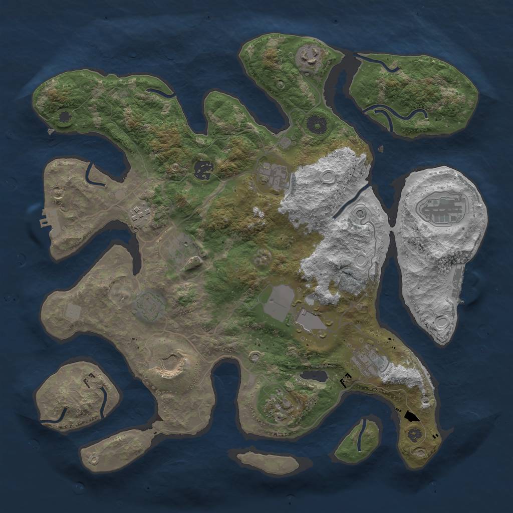 Rust Map: Procedural Map, Size: 3850, Seed: 709194854, 19 Monuments